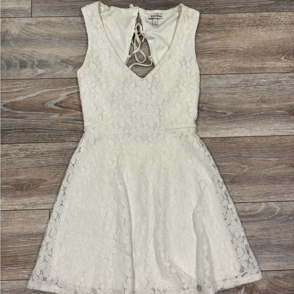 Speechless Ivory Floral Lace Backless Dress